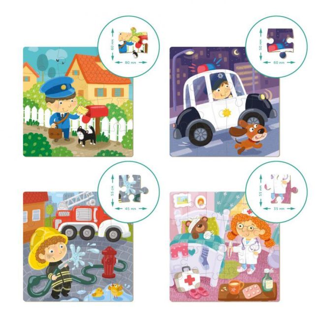 Puzzle 4 in 1 - meserii (12, 16, 20, 24 piese)