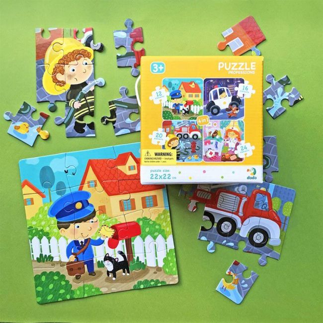 Puzzle 4 in 1 - meserii (12, 16, 20, 24 piese)
