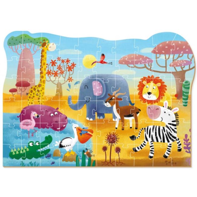 Puzzle - minunatele animalute din africa ( 60 piese)