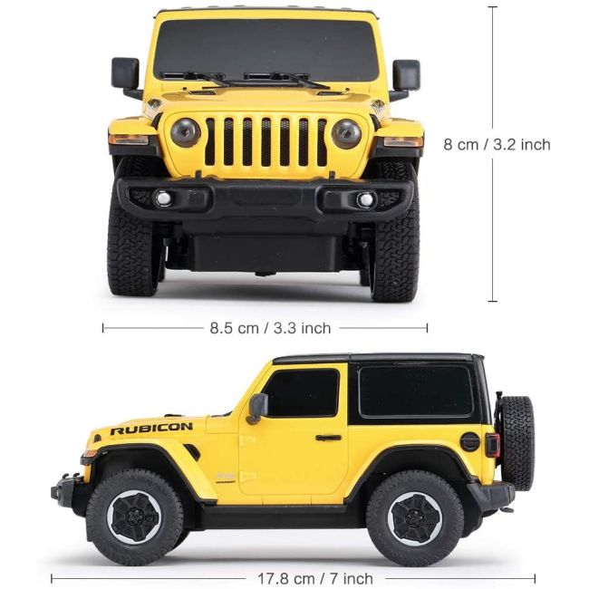 MASINA CU TELECOMANDA JEEP WRANGLER RUBICON GALBEN CU SCARA 1 LA 24 VIVRas79500_Galben