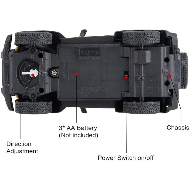 MASINA CU TELECOMANDA JEEP WRANGLER RUBICON GALBEN CU SCARA 1 LA 24 VIVRas79500_Galben