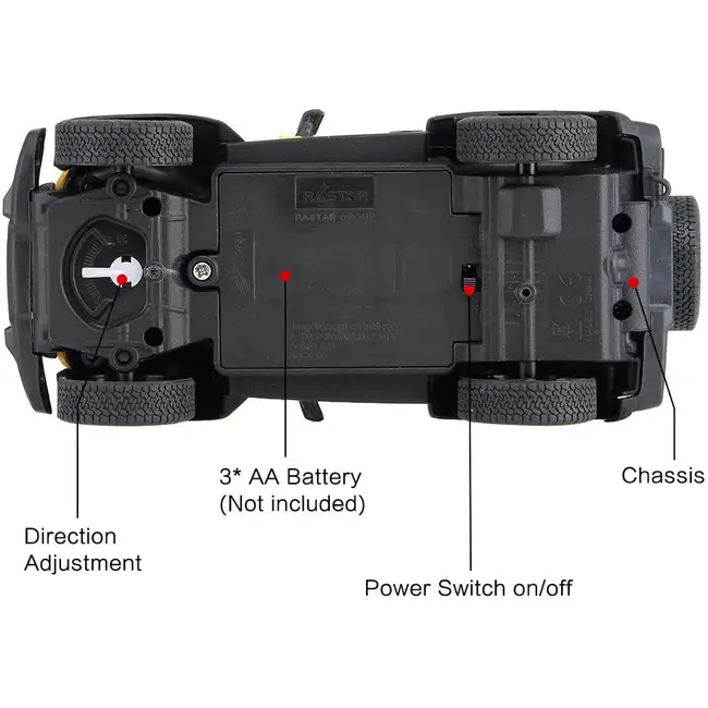 MASINA CU TELECOMANDA JEEP WRANGLER RUBICON GALBEN CU SCARA 1 LA 24 VIVRas79500_Galben
