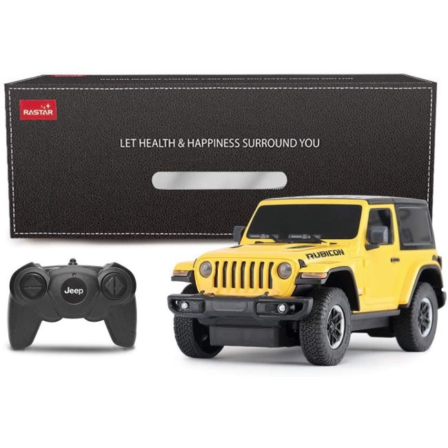 MASINA CU TELECOMANDA JEEP WRANGLER RUBICON GALBEN CU SCARA 1 LA 24 VIVRas79500_Galben
