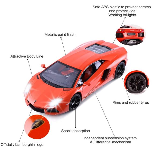 MASINA CU TELECOMANDA LAMBORGHINI AVENTADOR ROSU CU SCARA 1 LA 24 VIVRas46300_Rosu