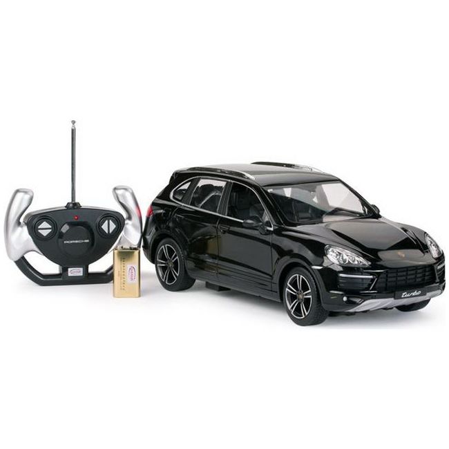 MASINA CU TELECOMANDA PORSCHE CAYENNE TURBO NEGRU CU SCARA 1 LA 14 VIVRas42900_Negru