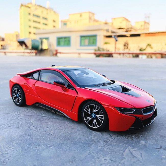 MASINUTA METALICA BMW I8 ROSU SCARA 1 LA 24 VIVRas56500_Rosu