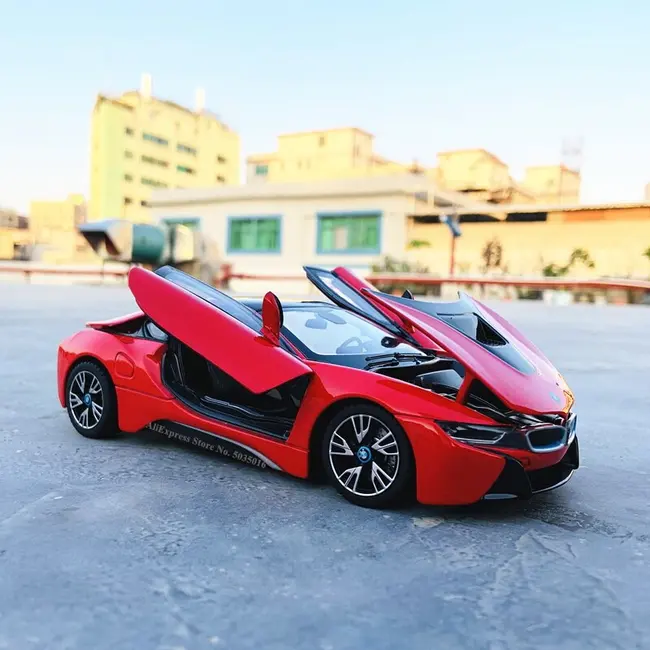 MASINUTA METALICA BMW I8 ROSU SCARA 1 LA 24 VIVRas56500_Rosu