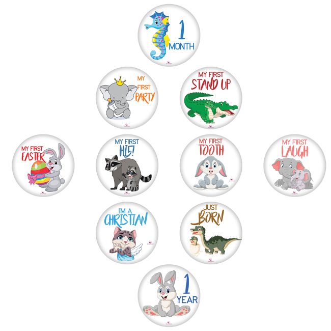 Pachet Paturica Foto Bebelusi Baby Milestone Blanket design Long Neck Zebra cu 20 Stickere My First + 20 Stickere Funny