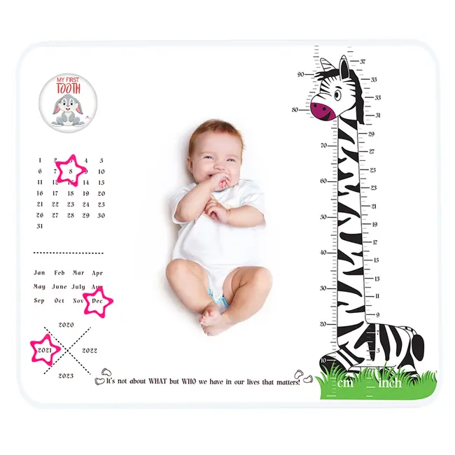 Pachet Paturica Foto Bebelusi Baby Milestone Blanket design Long Neck Zebra cu 20 Stickere My First + 20 Stickere Funny