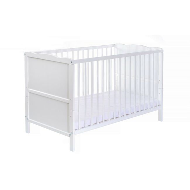 Qmini - Patut din lemn Julia 120x60 cm, multifunctional, cu sertar, Alb BYN6426972005517