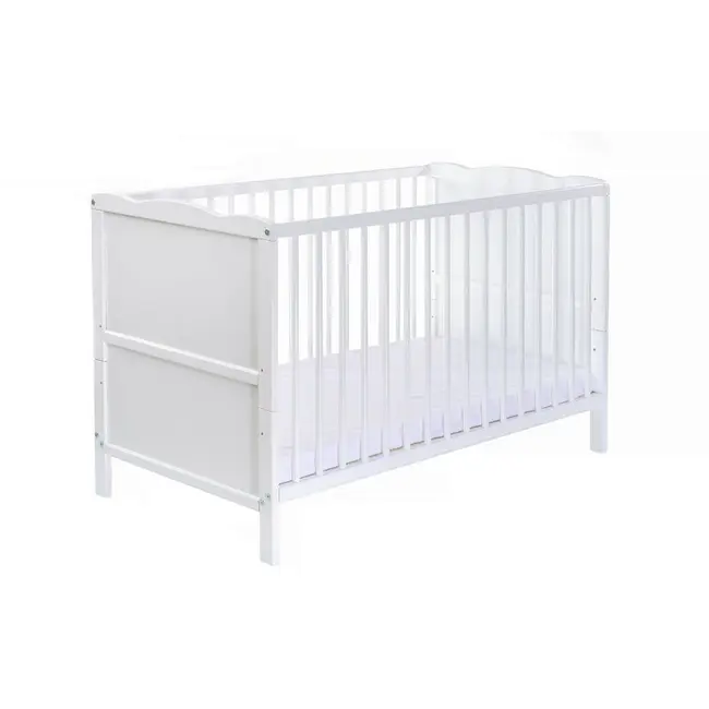 Qmini - Patut din lemn Julia 120x60 cm, multifunctional, cu sertar, Alb BYN6426972005517