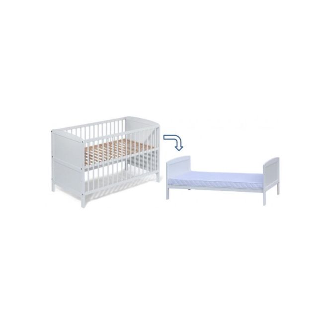 Qmini - Patut din lemn Julia 120x60 cm, multifunctional, cu sertar, Alb BYN6426972005517
