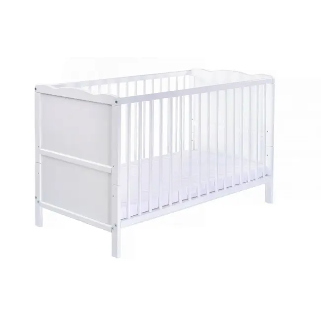 Qmini - Patut din lemn Julia 120x60 cm, multifunctional, cu sertar, Alb BYN6426972005517
