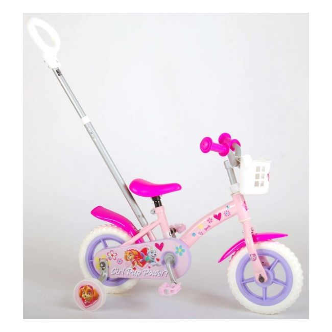 Bicicleta copii Volare Paw Patrol 10 inch cu maner parental si roti ajutatoare - SOLVOL21051