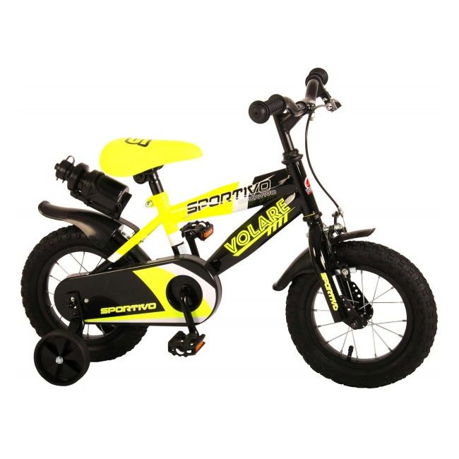 Bicicleta copii Volare Sportivo Galben Neon 12 inch cu 2 frane de mana si sticla apa - SOLVOL2034