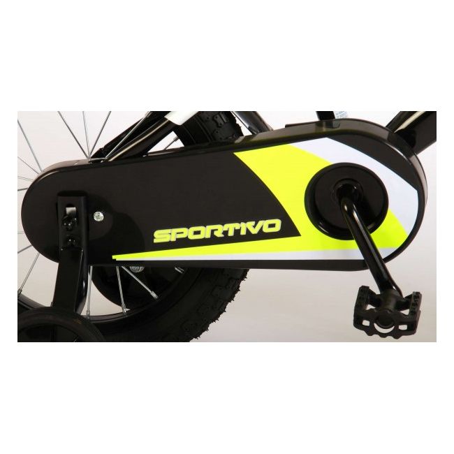 Bicicleta copii Volare Sportivo Galben Neon 14 inch cu frana de mana si sticla apa - SOLVOL2044