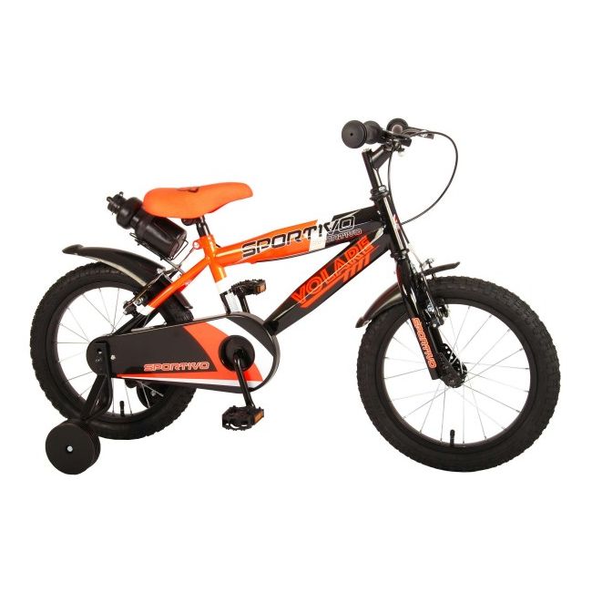 Bicicleta copii Volare Sportivo Portocalie 16 inch cu 2 frane de mana si sticla apa - SOLVOL2063