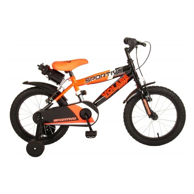 Bicicleta copii Volare Sportivo Portocalie 16 inch cu 2 frane de mana si sticla apa - SOLVOL2063