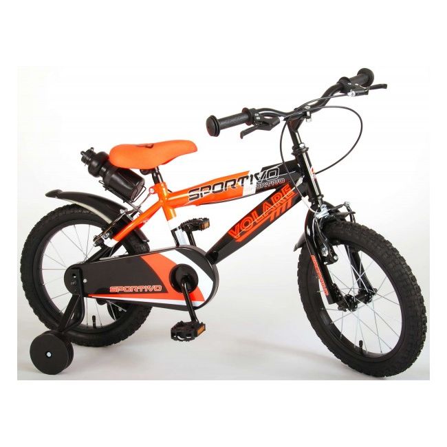 Bicicleta copii Volare Sportivo Portocalie 16 inch cu 2 frane de mana si sticla apa - SOLVOL2063