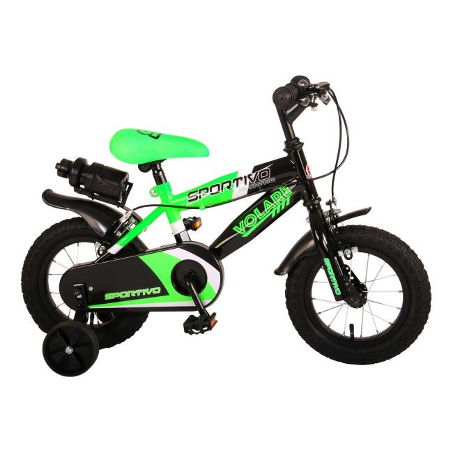 Bicicleta copii Volare Sportivo Verde 12 inch cu 2 frane de mana si sticla apa - SOLVOL2031