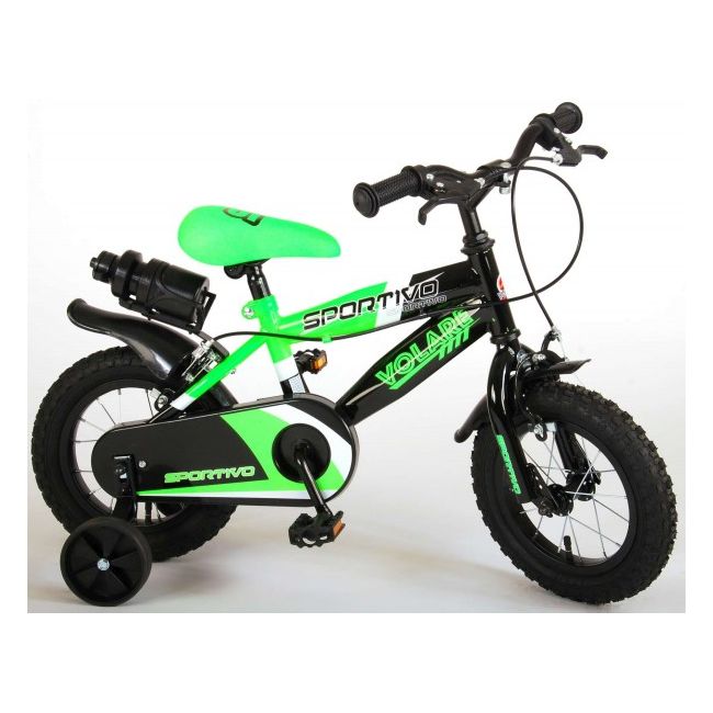 Bicicleta copii Volare Sportivo Verde 12 inch cu 2 frane de mana si sticla apa - SOLVOL2031