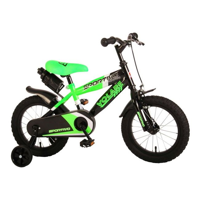 Bicicleta copii Volare Sportivo Verde 14 inch cu frana de mana si sticla apa - SOLVOL2040