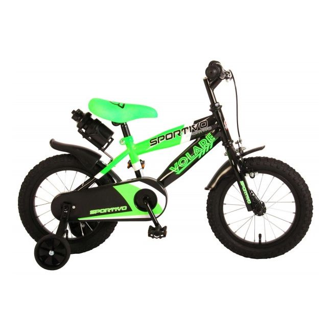 Bicicleta copii Volare Sportivo Verde 14 inch cu frana de mana si sticla apa - SOLVOL2040
