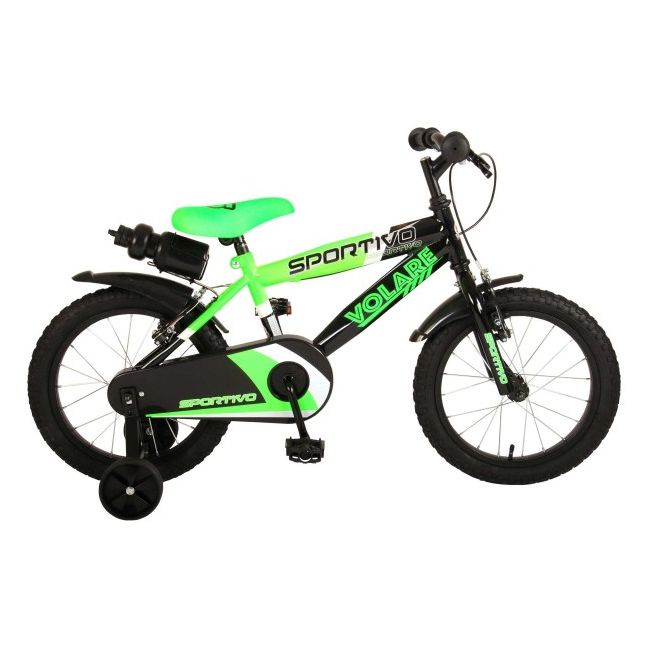 Bicicleta copii Volare Sportivo Verde 16 inch cu 2 frane de mana si sticla apa - SOLVOL2061
