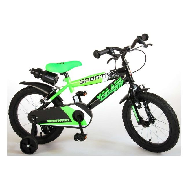 Bicicleta copii Volare Sportivo Verde 16 inch cu 2 frane de mana si sticla apa - SOLVOL2061