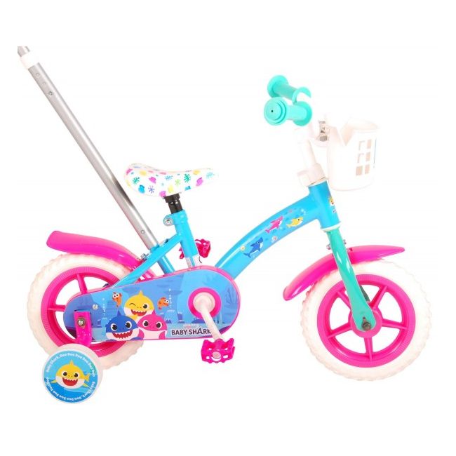 Bicicleta pentru copii Volare Baby Shark 10 inch cu maner parental si roti ajutatoare - SOLVOL21052