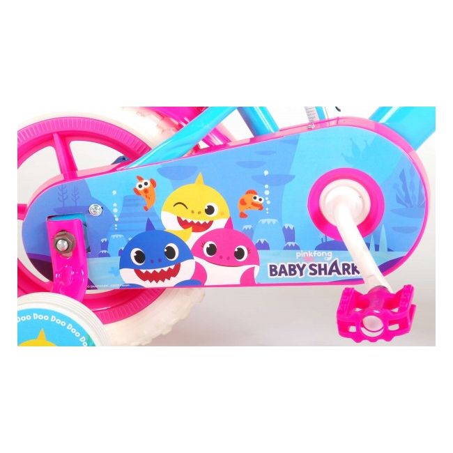 Bicicleta pentru copii Volare Baby Shark 10 inch cu maner parental si roti ajutatoare - SOLVOL21052