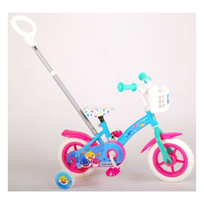 Bicicleta pentru copii Volare Baby Shark 10 inch cu maner parental si roti ajutatoare - SOLVOL21052