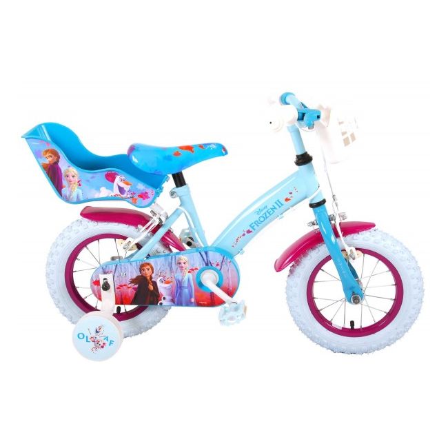 Bicicleta pentru fete 12 inch cu scaun pentru papusi roti ajutatoare si cosulet Frozen 2 cu 2 frane de mana - SOLVOL91250-CH-IT