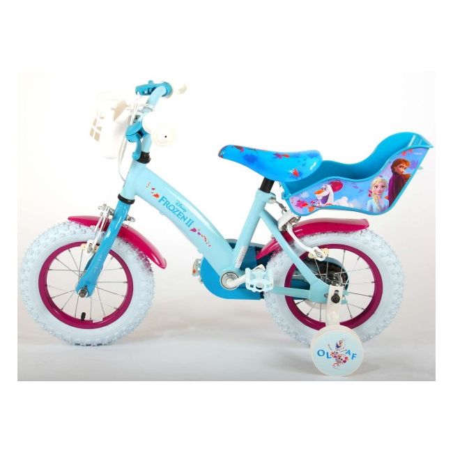 Bicicleta pentru fete 12 inch cu scaun pentru papusi roti ajutatoare si cosulet Frozen 2 cu 2 frane de mana - SOLVOL91250-CH-IT
