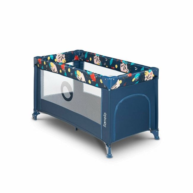 Lionelo - Patut pliant cu un nivel Stefi Navy din Metal, Poliester, 120x60 cm, Albastru BYNLO-STEFI_BLUE_NAVY