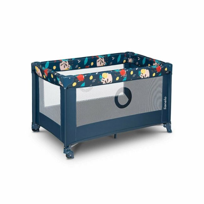 Lionelo - Patut pliant cu un nivel Stefi Navy din Metal, Poliester, 120x60 cm, Albastru BYNLO-STEFI_BLUE_NAVY