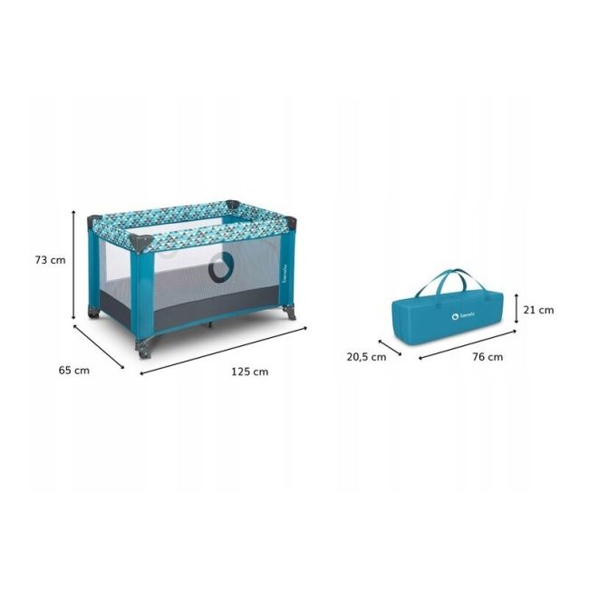 Lionelo - Patut pliant cu un nivel Stefi din Metal, Poliester, 120x60 cm, Turquoise BYNLO-STEFI_GREEN_TURQUOISE
