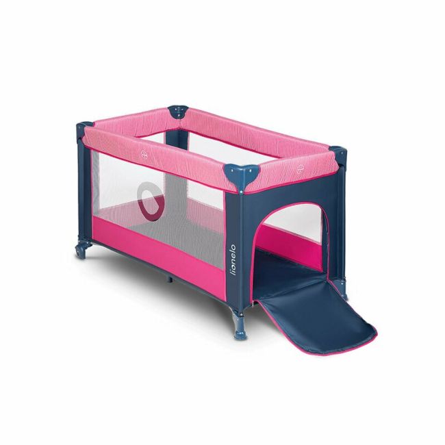Lionelo - Patut pliant cu un nivel Stefi Rose din Metal, Poliester, 120x60 cm, Roz BYNLO-STEFI_PINK_ROSE