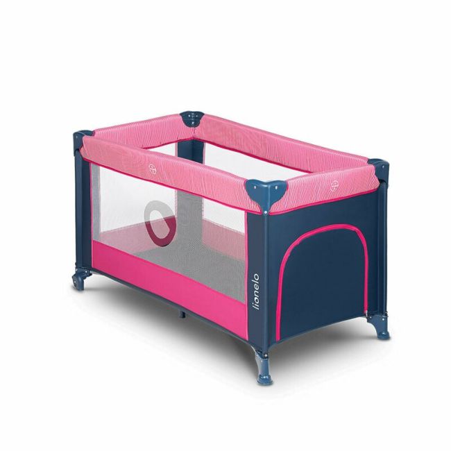 Lionelo - Patut pliant cu un nivel Stefi Rose din Metal, Poliester, 120x60 cm, Roz BYNLO-STEFI_PINK_ROSE