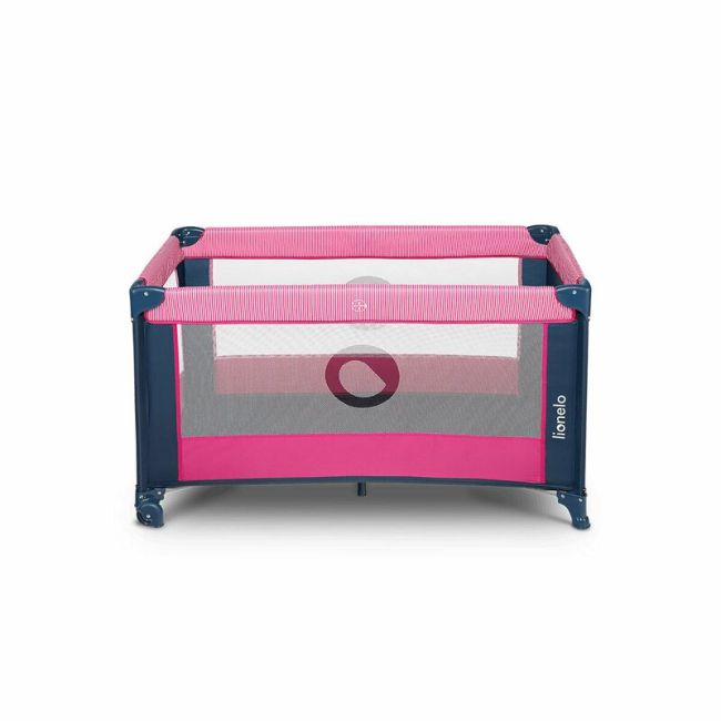 Lionelo - Patut pliant cu un nivel Stefi Rose din Metal, Poliester, 120x60 cm, Roz BYNLO-STEFI_PINK_ROSE