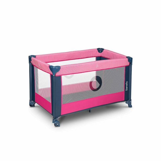 Lionelo - Patut pliant cu un nivel Stefi Rose din Metal, Poliester, 120x60 cm, Roz BYNLO-STEFI_PINK_ROSE