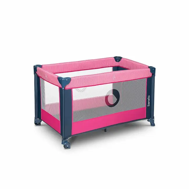Lionelo - Patut pliant cu un nivel Stefi Rose din Metal, Poliester, 120x60 cm, Roz BYNLO-STEFI_PINK_ROSE