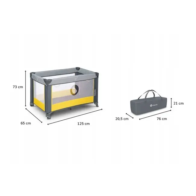 Lionelo - Patut pliant cu un nivel Stefi Lemon din Metal, Poliester, 120x60 cm, Galben BYNLO-STEFI_YELLOW_LEMON