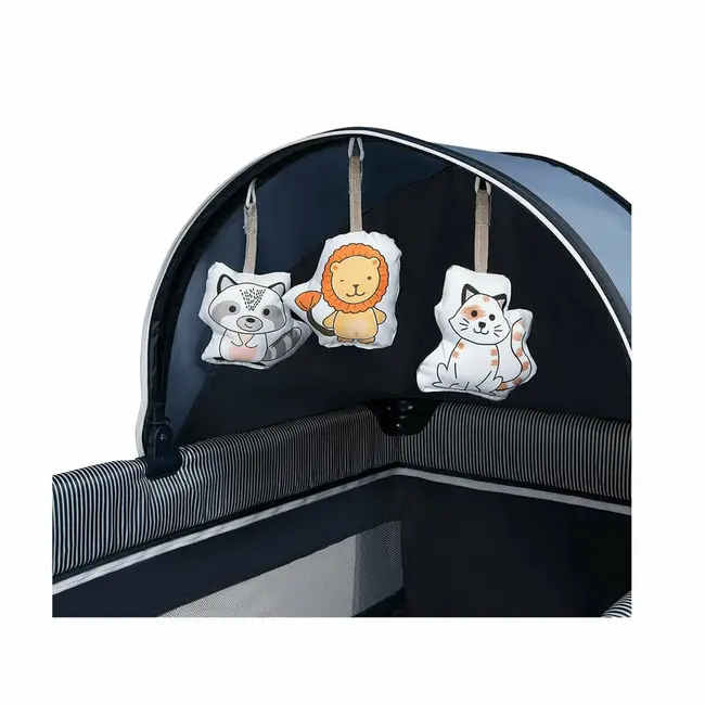 Lionelo - Patut pliant cu doua nivele Sven Plus, 120x60 cm, arcada jucarii, masuta de infasat, vibratii, melodii, Blue Navy BYNLO-SVEN_PLUS_BLUE_NAVY