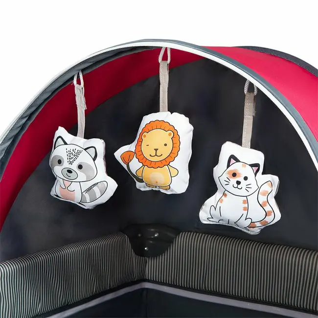 Lionelo - Patut pliant cu doua nivele Sven Plus, 120x60 cm, arcada jucarii, masuta de infasat, vibratii, melodii, Pink Rose BYNLO-SVEN_PLUS_PINK_ROSE