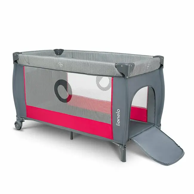 Lionelo - Patut pliant cu doua nivele Sven Plus, 120x60 cm, arcada jucarii, masuta de infasat, vibratii, melodii, Pink Rose BYNLO-SVEN_PLUS_PINK_ROSE