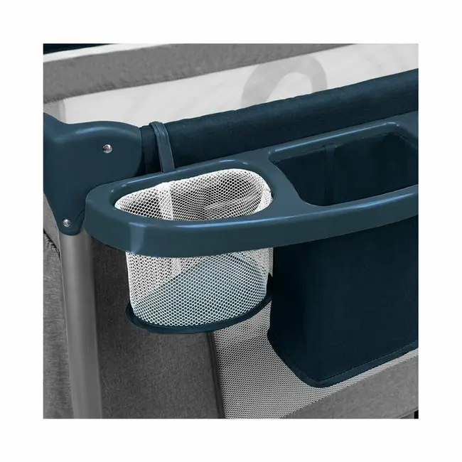 Lionelo - Patut pliant cu doua nivele Thomi Cu carusel, Cu masuta de infasat din Metal, Poliester, 120x60 cm, Albastru BYNLO-THOMI_BLUE_NAVY