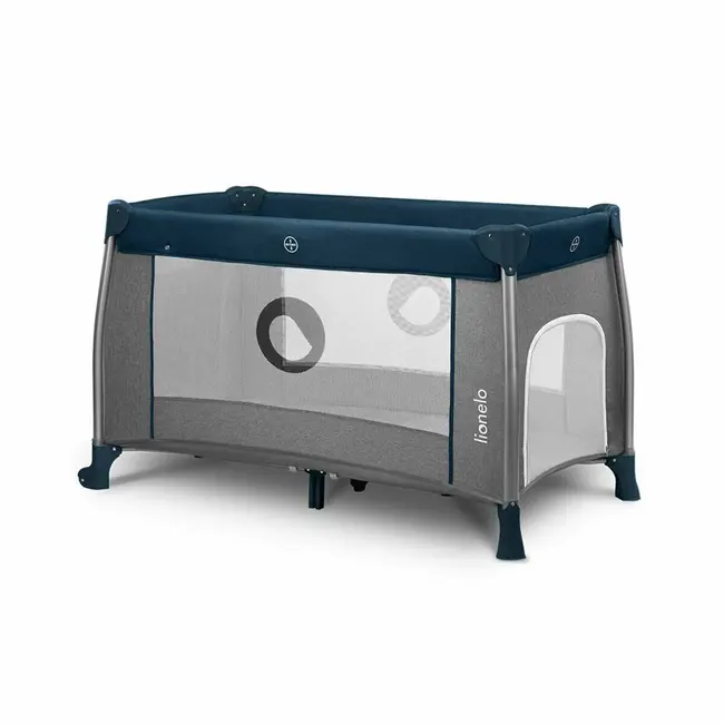Lionelo - Patut pliant cu doua nivele Thomi Cu carusel, Cu masuta de infasat din Metal, Poliester, 120x60 cm, Albastru BYNLO-THOMI_BLUE_NAVY