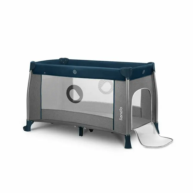 Lionelo - Patut pliant cu doua nivele Thomi Cu carusel, Cu masuta de infasat din Metal, Poliester, 120x60 cm, Albastru BYNLO-THOMI_BLUE_NAVY