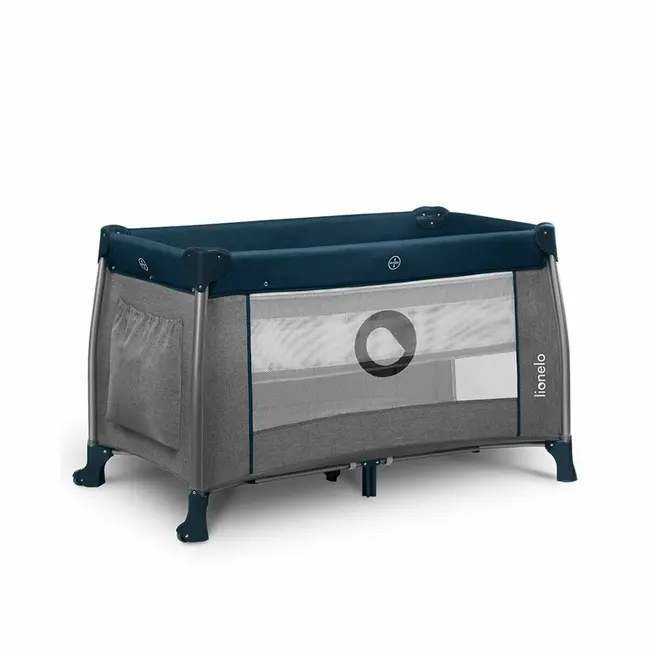 Lionelo - Patut pliant cu doua nivele Thomi Cu carusel, Cu masuta de infasat din Metal, Poliester, 120x60 cm, Albastru BYNLO-THOMI_BLUE_NAVY
